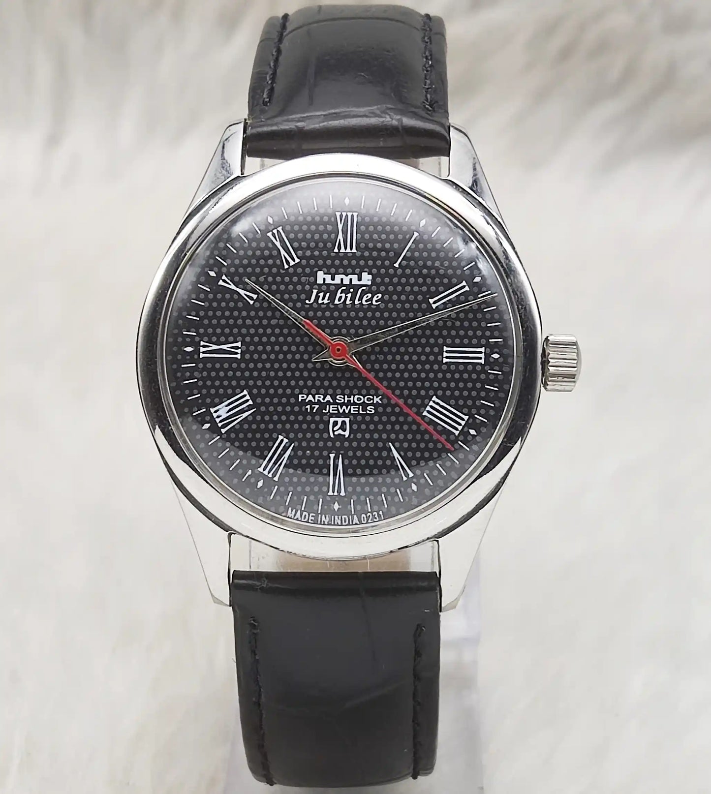 HMT Jubilee Black Dial Watch 17 Jewels Mechanical Handwinding