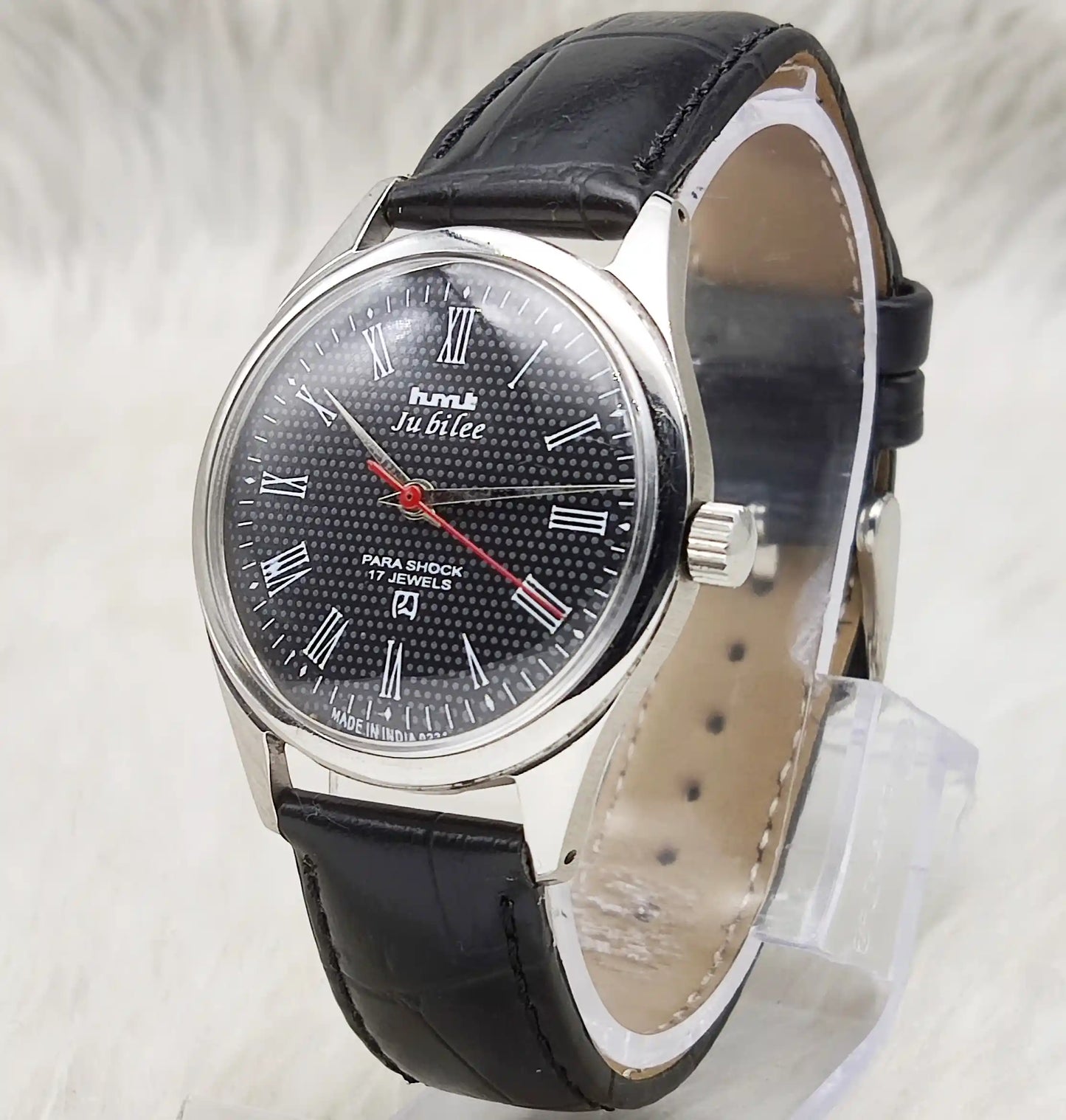 HMT Jubilee Black Dial Watch 17 Jewels Mechanical Handwinding