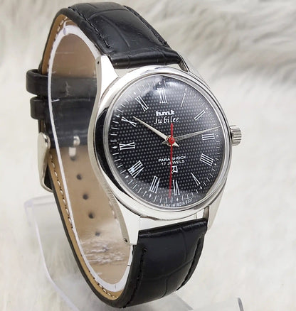 HMT Jubilee Black Dial Watch 17 Jewels Mechanical Handwinding