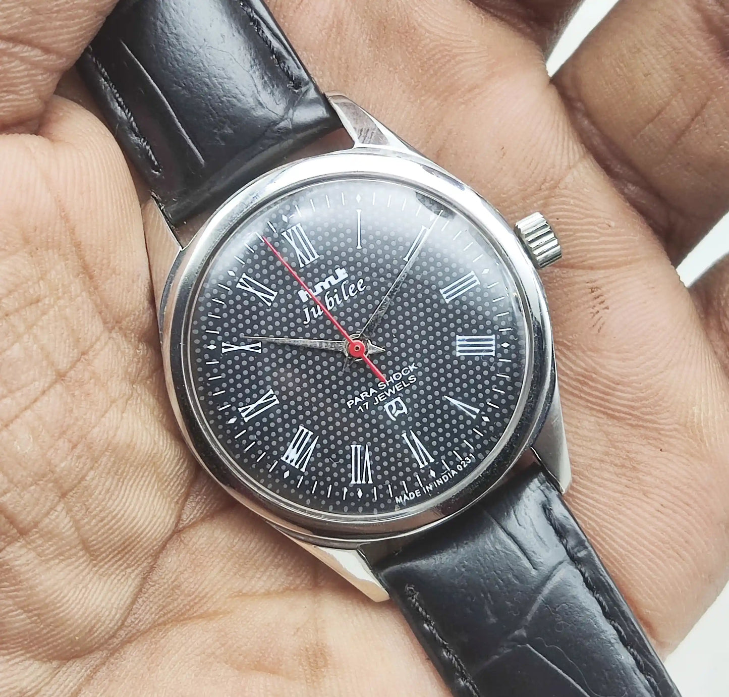 HMT Jubilee Black Dial Watch 17 Jewels Mechanical Handwinding