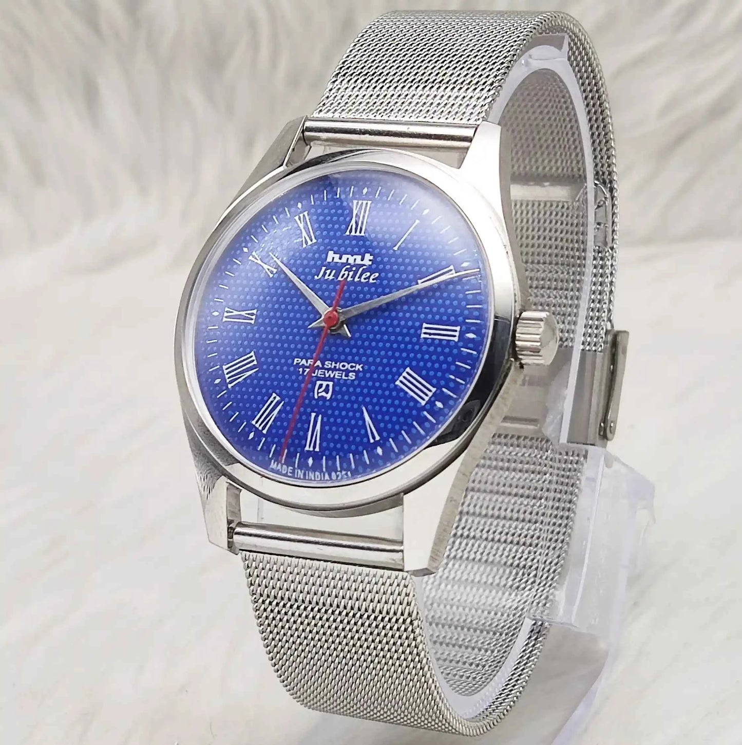 HMT Jubilee Blue Dial 17 Jewels Handwinding Transparent Back Watch