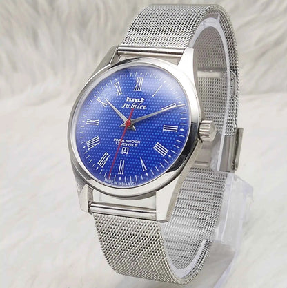 HMT Jubilee Blue Dial 17 Jewels Handwinding Transparent Back Watch