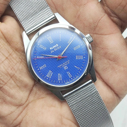 HMT Jubilee 17 Jewels Blue Dial Handwinding Watch Transparent Back