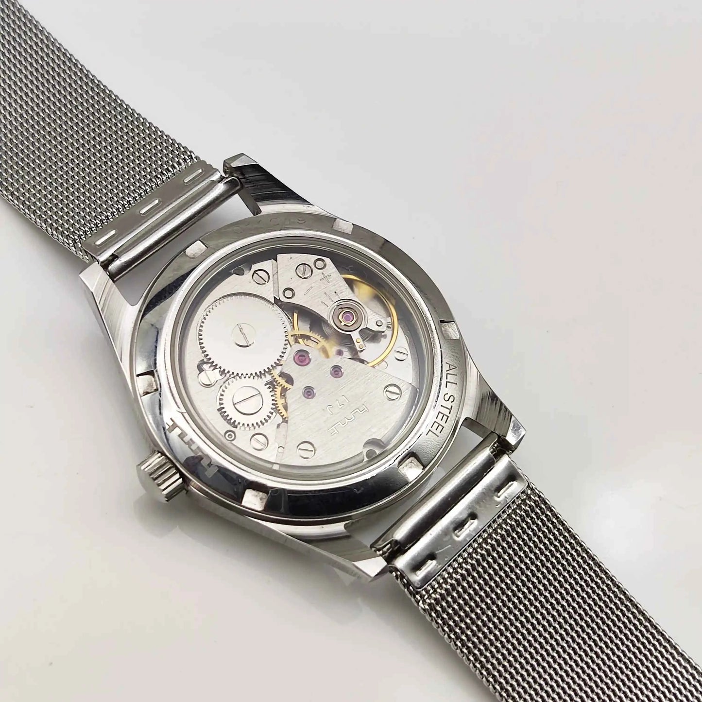 HMT Jubilee 17 Jewels Blue Dial Handwinding Watch Transparent Back