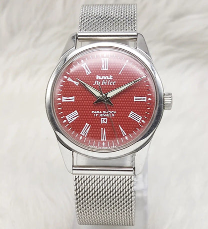 HMT Jubilee Maroon Dial 17 Jewels Handwinding Men's Watch
