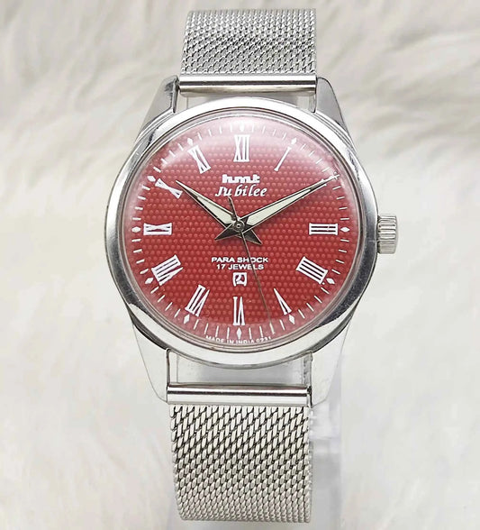 HMT Jubilee Maroon Dial 17 Jewels Handwinding Men's Watch