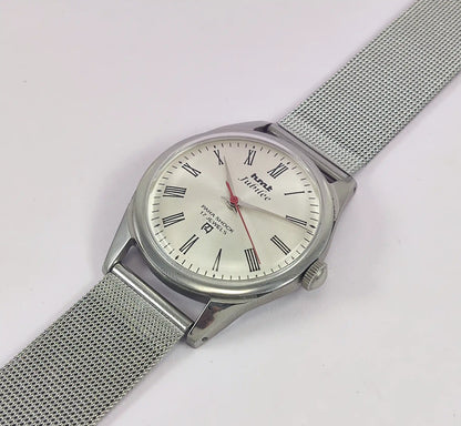 HMT Jubilee Para Shock 17 Jewels Silver Dial Handwinding Watch Discover-Diamonds