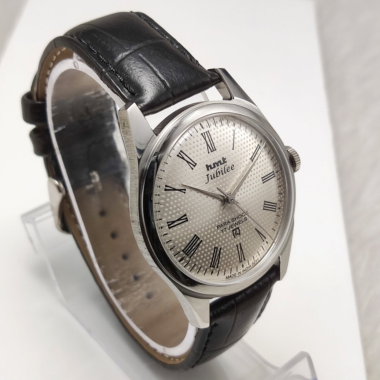 HMT Jubilee Watch 17 Jewels silver Dotted Dial Handwinding Timepiece