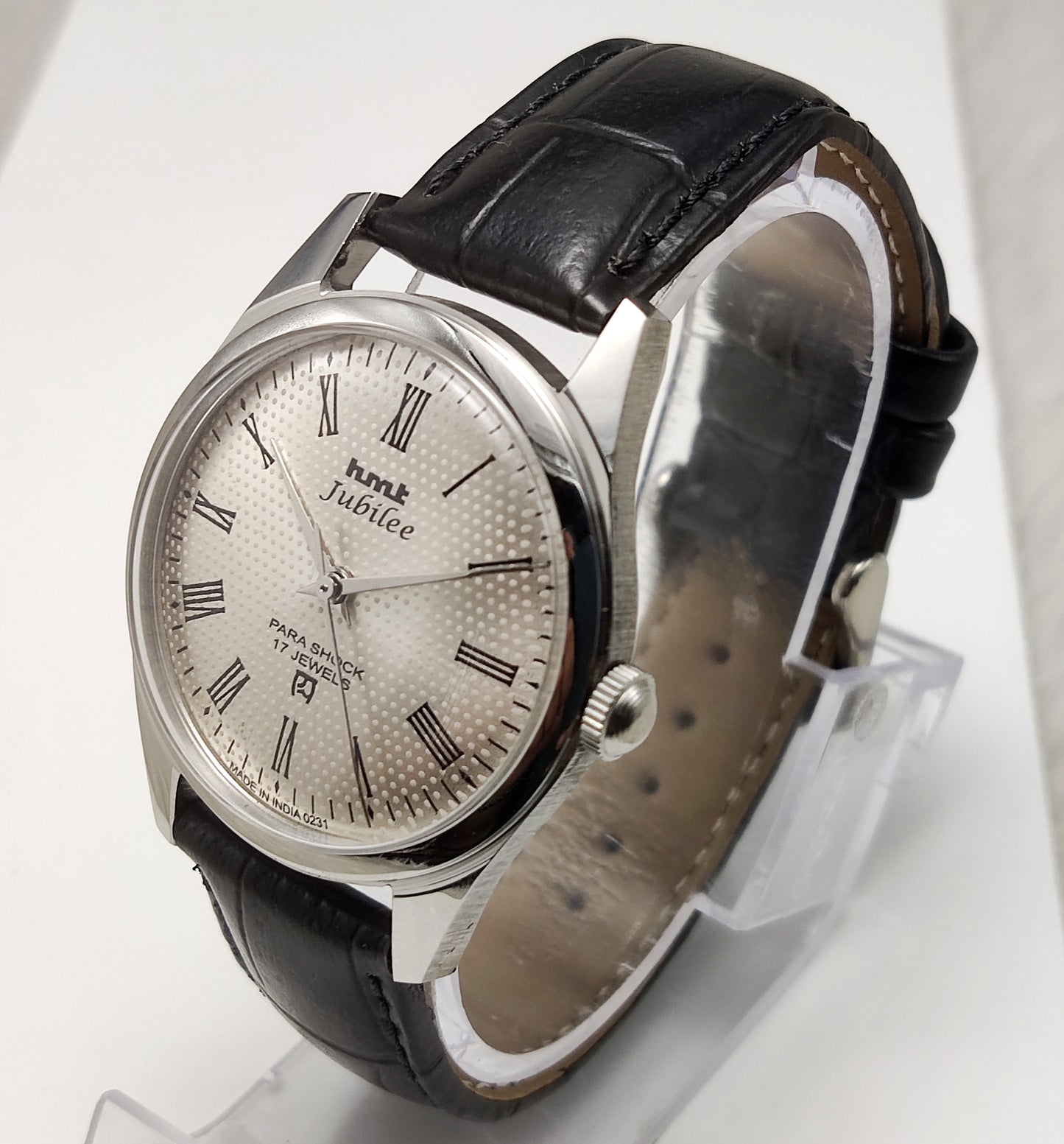 HMT Jubilee Watch 17 Jewels silver Dotted Dial Handwinding Timepiece