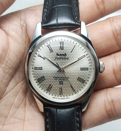 HMT Jubilee Watch 17 Jewels silver Dotted Dial Handwinding Timepiece