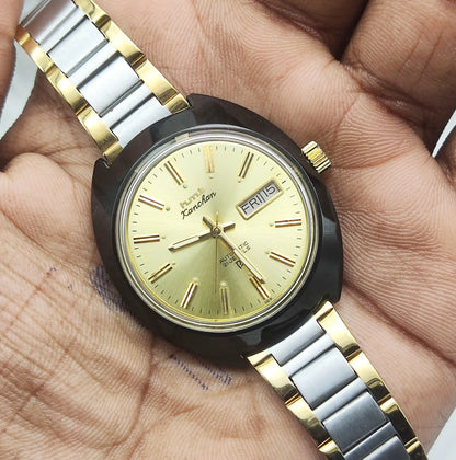 HMT Kanchan Para Shock 21 Jewels Automatic Golden Dial Watch