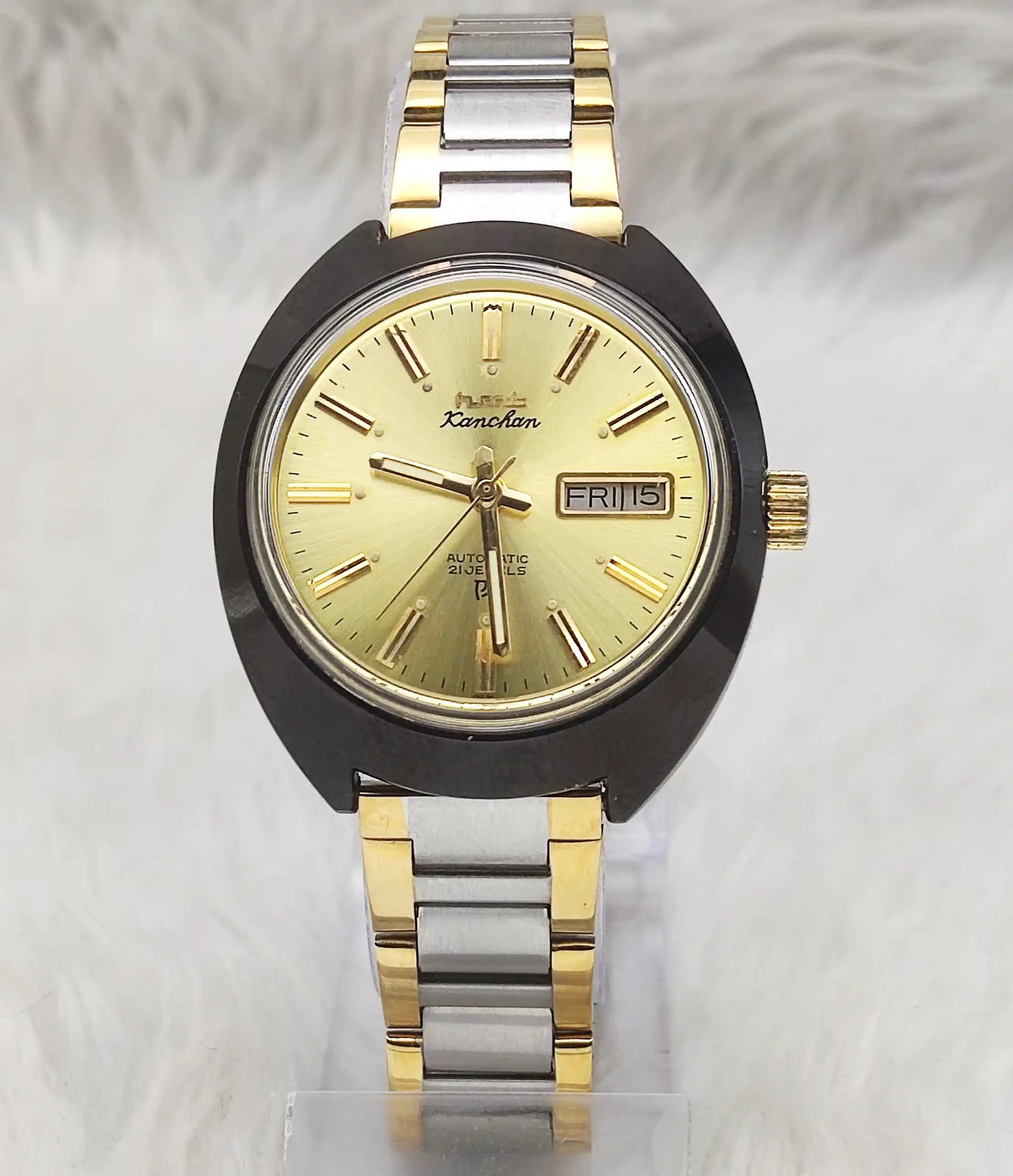 HMT Kanchan Para Shock 21 Jewels Automatic Golden Dial Watch