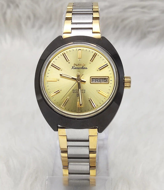 HMT Kanchan Para Shock 21 Jewels Automatic Golden Dial Watch