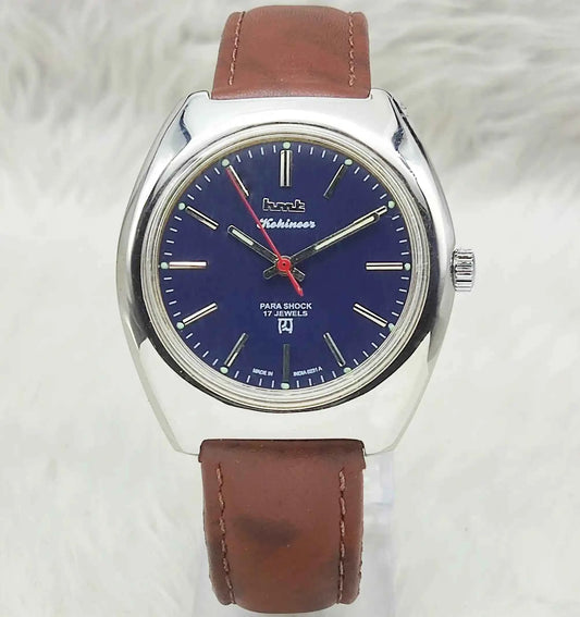 HMT Kohinoor Handwinding Watch - 17 Jewels Blue Dial