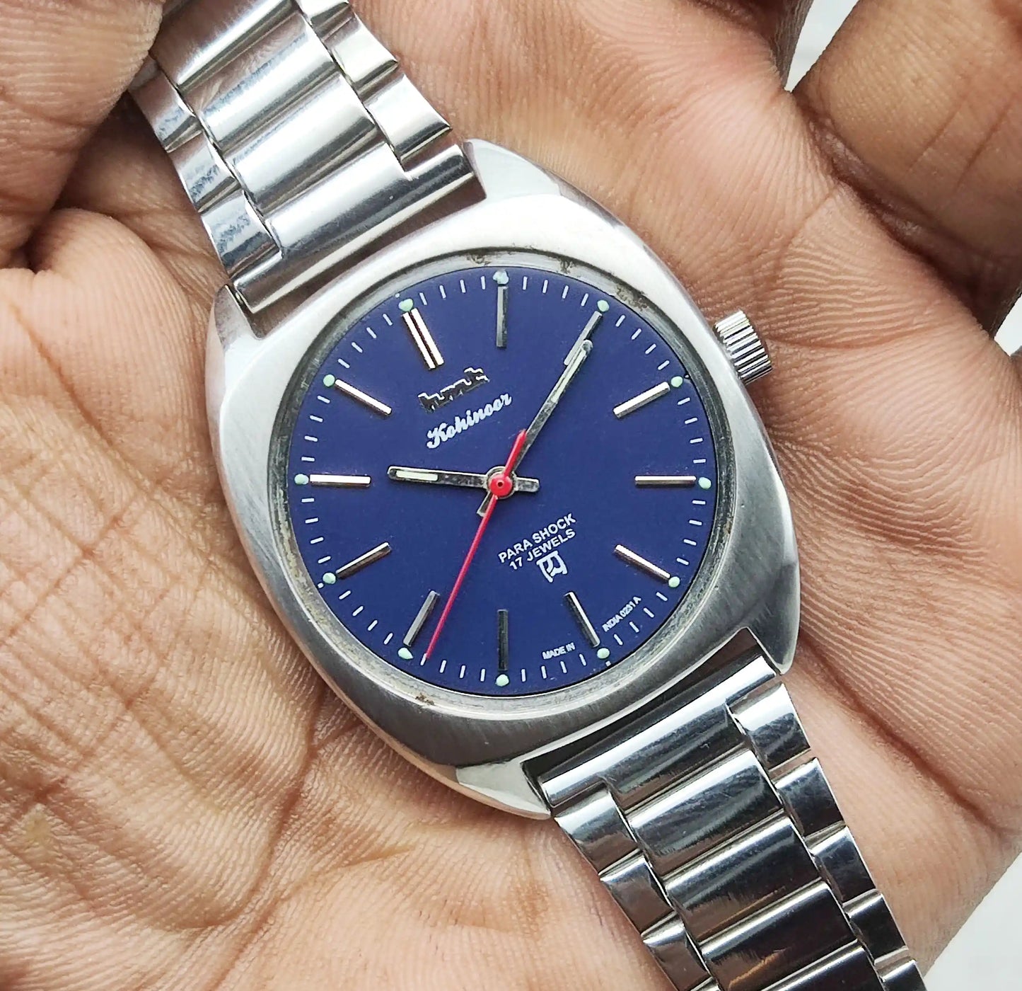 HMT Kohinoor - 17 Jewels Blue Dial Para Shock Handwinding Watch