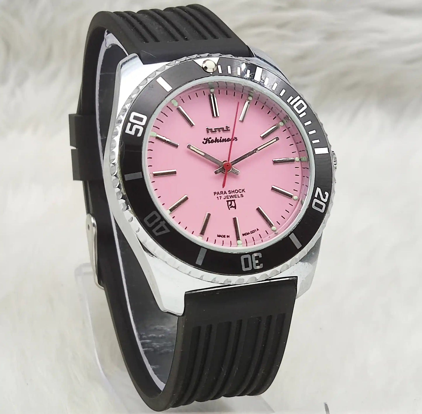 HMT Kohinoor - 17 Jewels Pink Dial With Stick Indices Handwinding Watch 0231