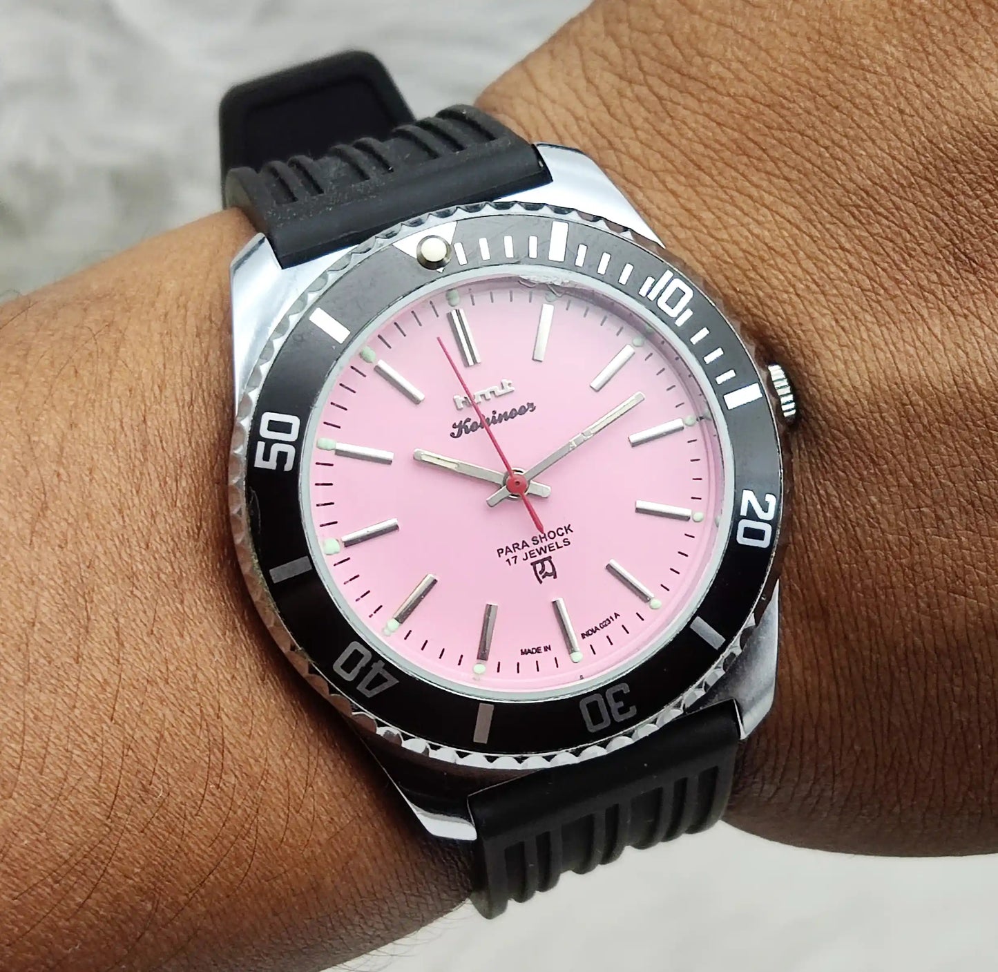 HMT Kohinoor - 17 Jewels Pink Dial With Stick Indices Handwinding Watch 0231