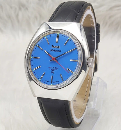 HMT Kohinoor Blue Dial Watch - Elegant Handwinding 17 Jewels Timepiece
