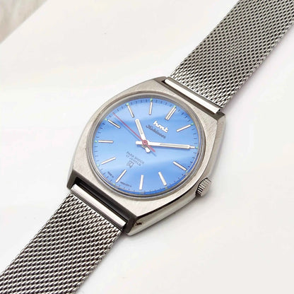 HMT Kohinoor 17 Jewels Para Shock Light Blue Dial Stick Indices