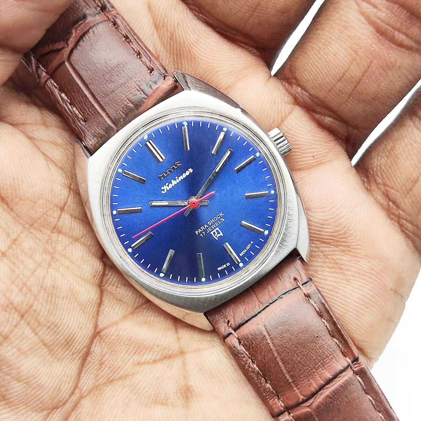 HMT Kohinoor 17 Jewels Para Shock Blue Dial Men's Watch