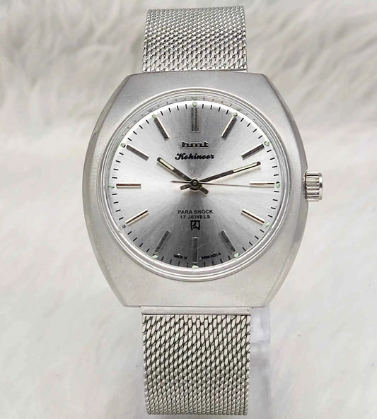 HMT Kohinoor 17 Jewels Stick Indices Silver Dial Mechanical Handwinding Men's Watch