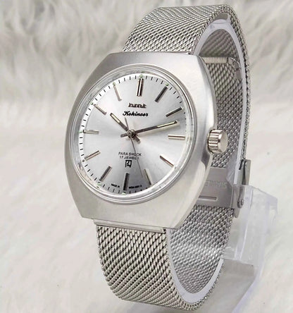 HMT Kohinoor 17 Jewels Stick Indices Silver Dial Mechanical Handwinding Men's Watch