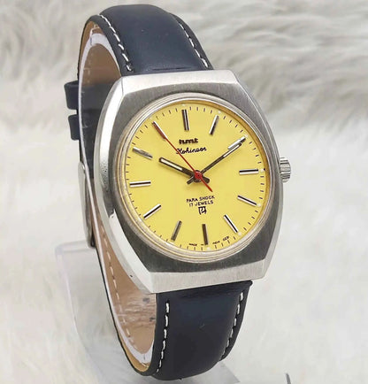 HMT Kohinoor Yellow Dial Watch – 17 Jewels Men's Handwinding Timepiece