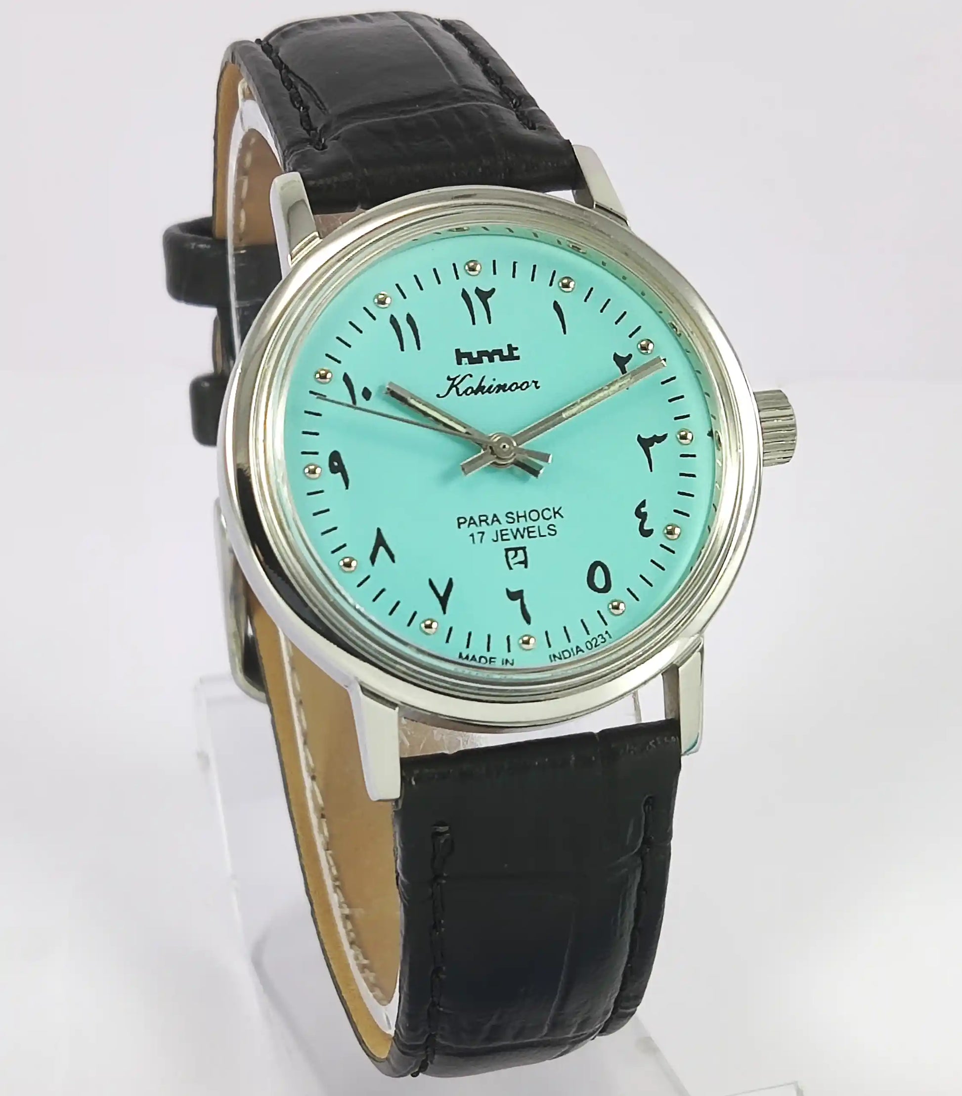 HMT Kohinoor Arabic 17 Jewels Turquoise Dial Handwinding Men's Watch - Discover-Diamonds