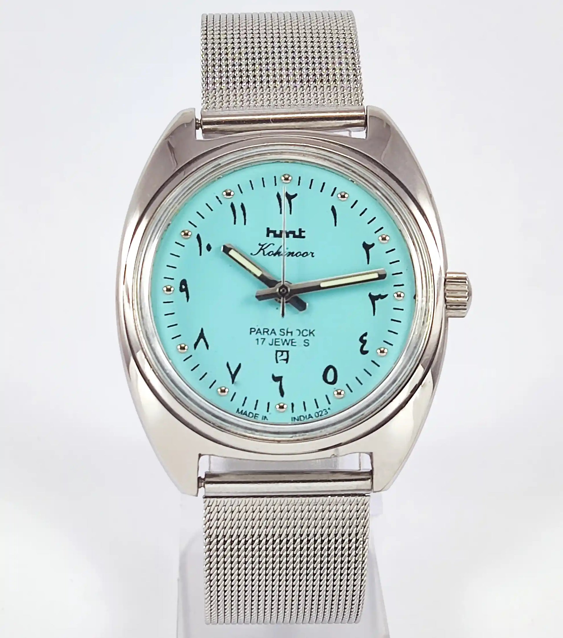 HMT Kohinoor Arabic Font 17 Jewels Turquoise Dial Handwinding Discover-Diamonds