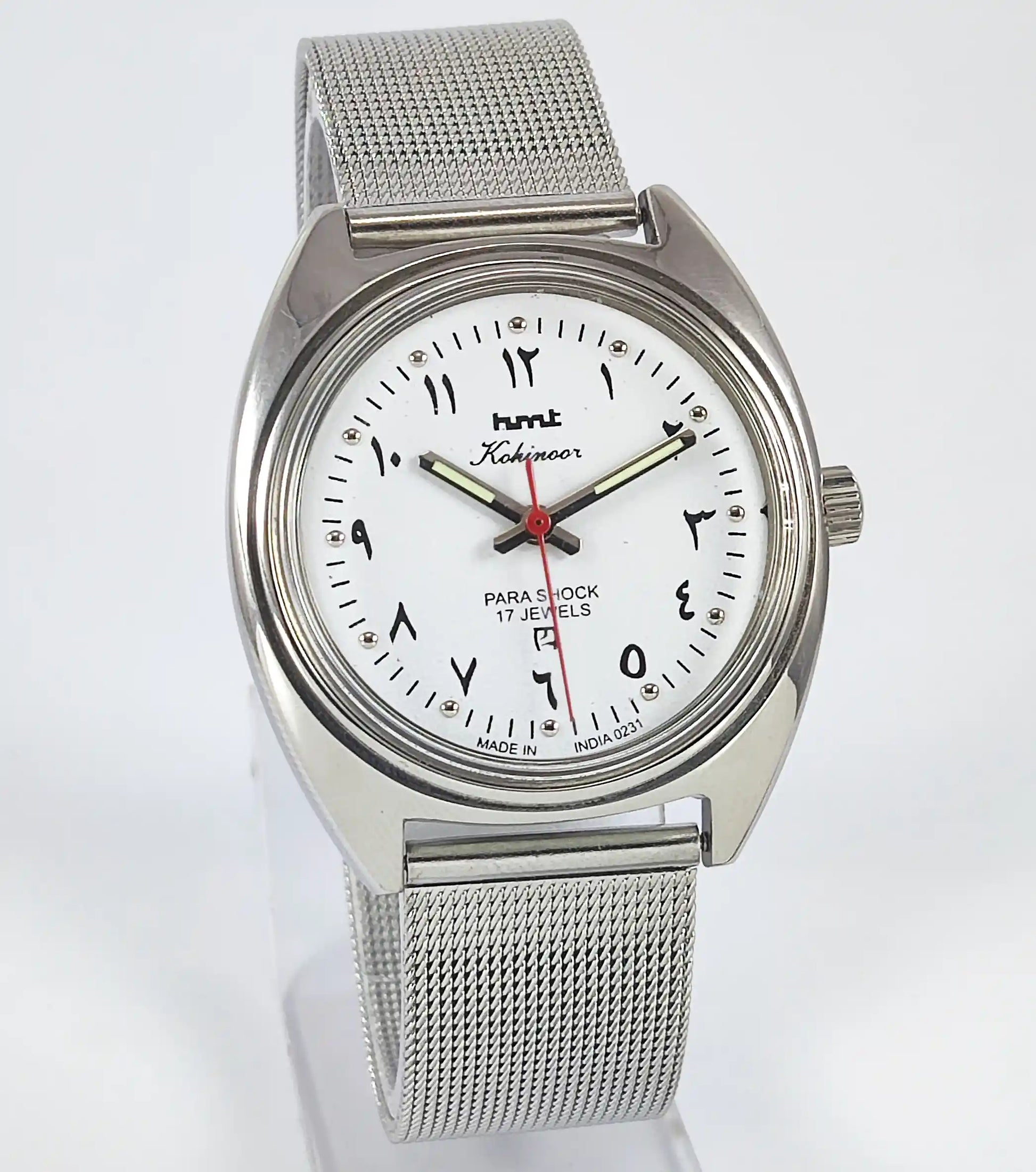 HMT Kohinoor Arabic Font 17 Jewels White Dial Handwinding Discover-Diamonds