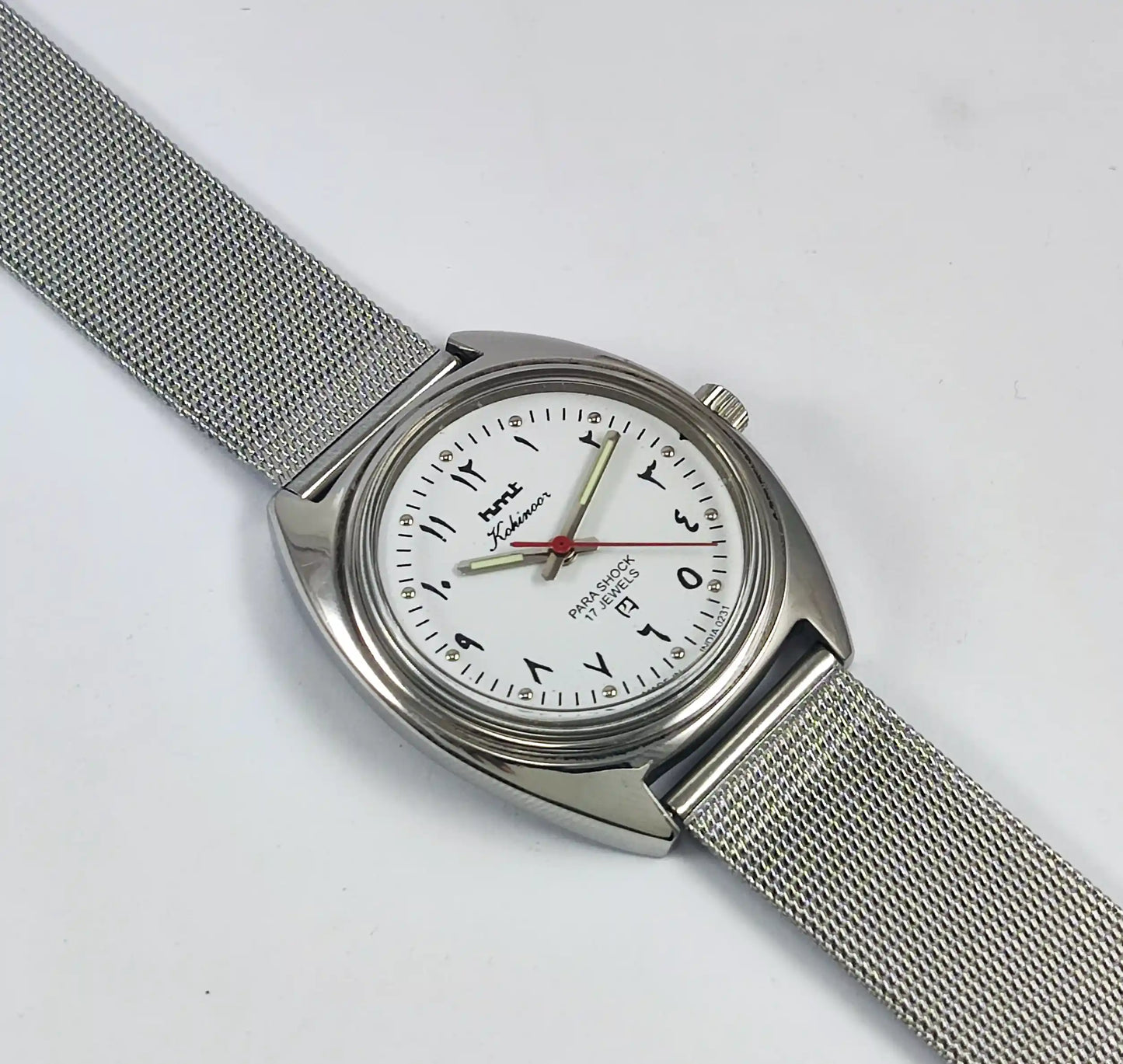 HMT Kohinoor Arabic Font 17 Jewels White Dial Handwinding Discover-Diamonds