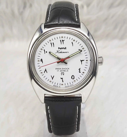 HMT Kohinoor 17 Jewels Handwinding Watch with Arabic Numerals and White Dial