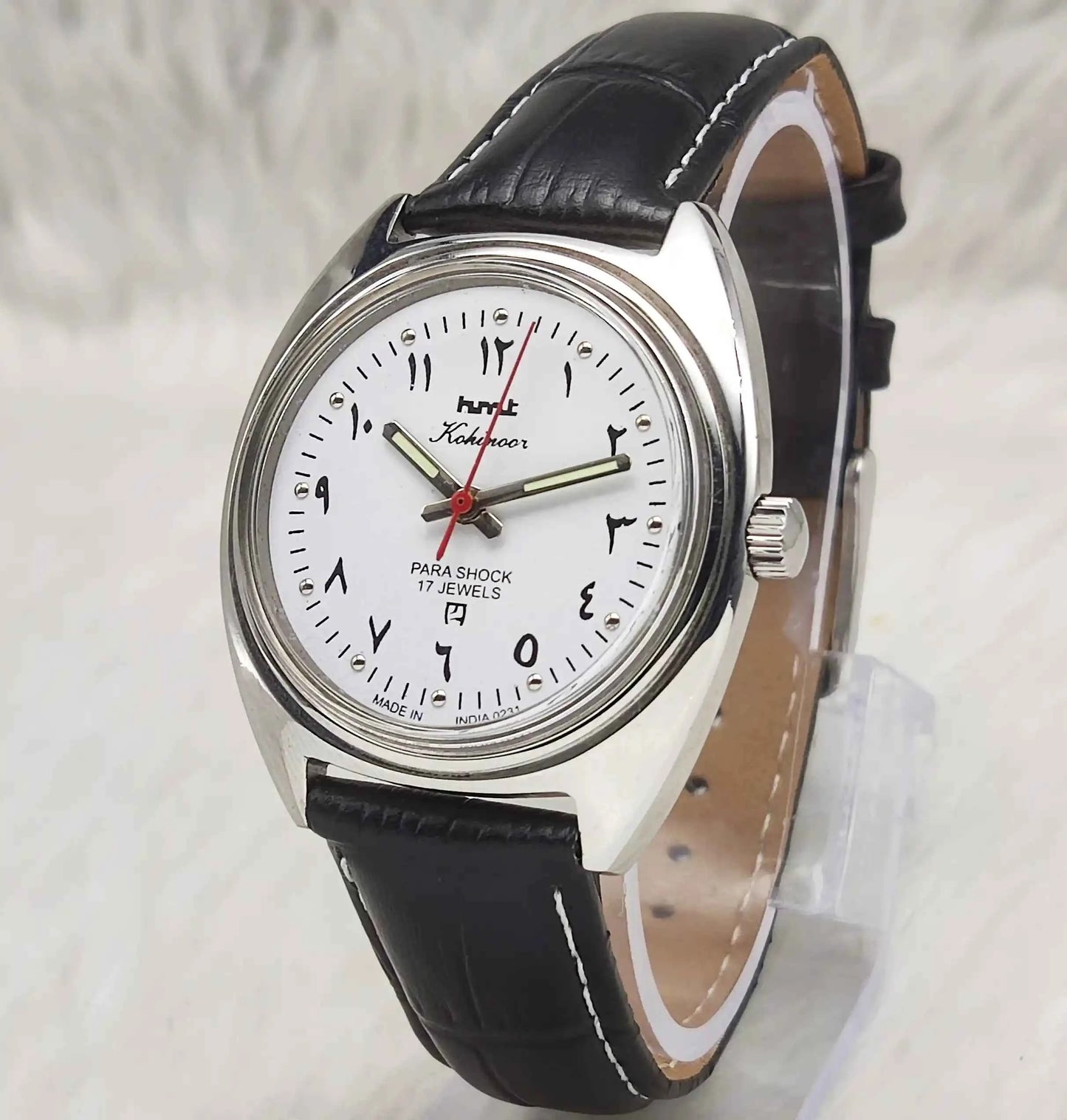 HMT Kohinoor 17 Jewels Handwinding Watch with Arabic Numerals and White Dial