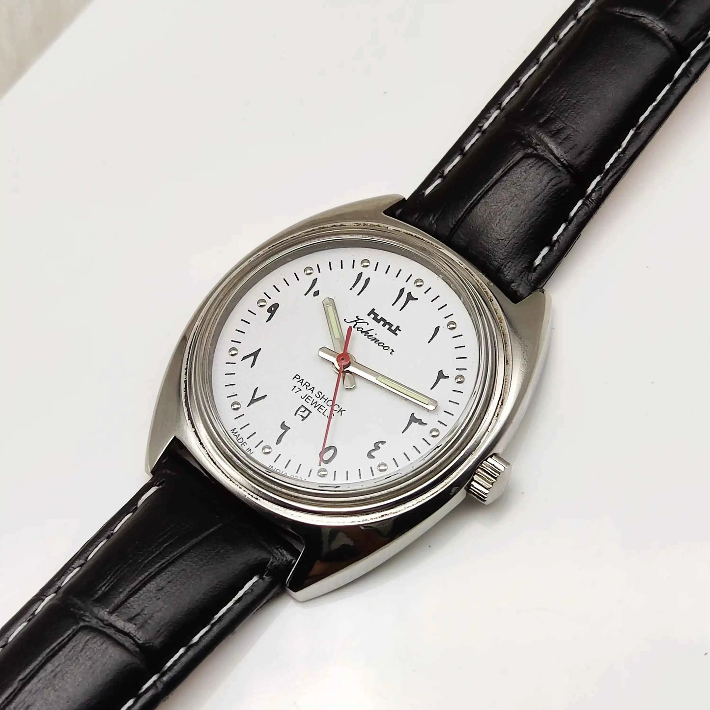 HMT Kohinoor 17 Jewels Handwinding Watch with Arabic Numerals and White Dial