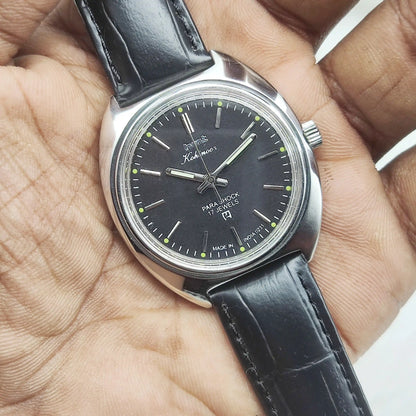 HMT Kohinoor Black Dial 17 Jewels Para Shock Stick Indices Watch