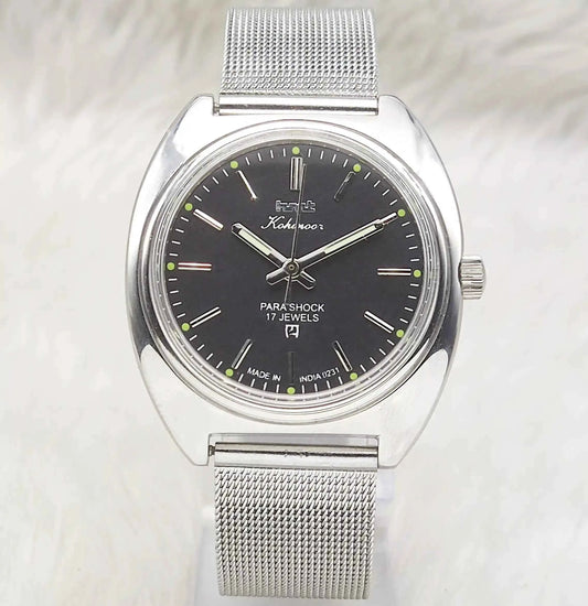 HMT Kohinoor Black Dial 17 Jewels Stick Indices Watch