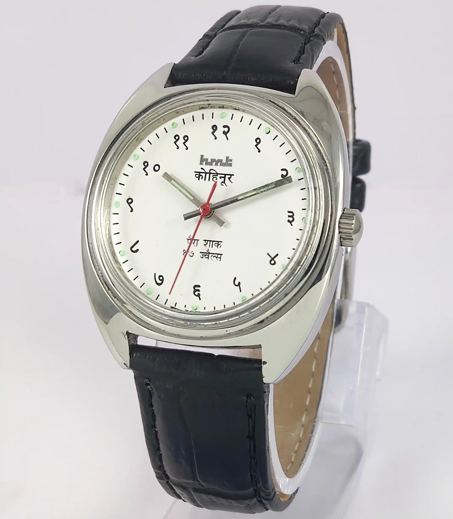HMT Kohinoor Devanagari Font White Dial 17 Jewels Para Shock