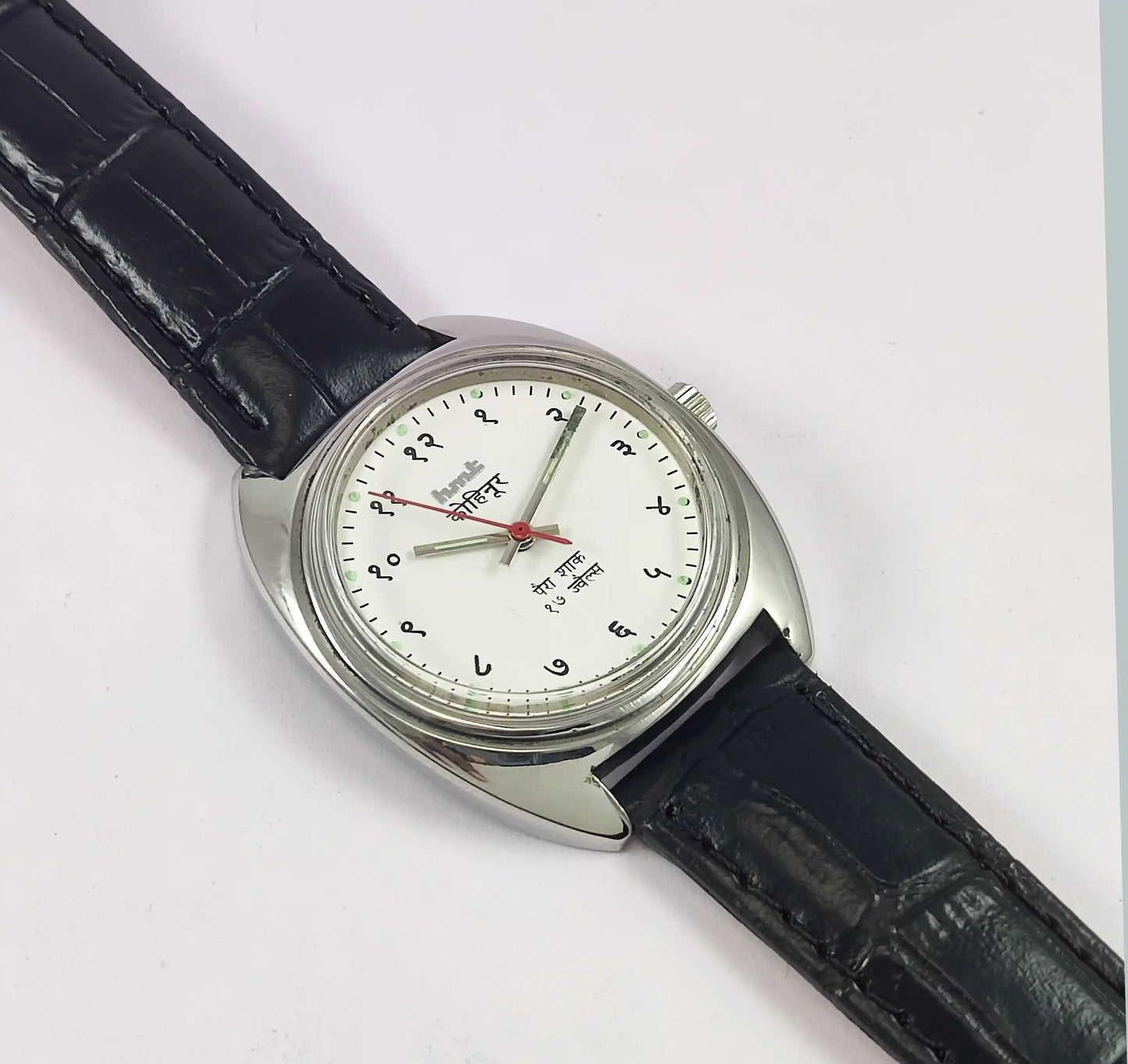 HMT Kohinoor Devanagari Font White Dial 17 Jewels Para Shock