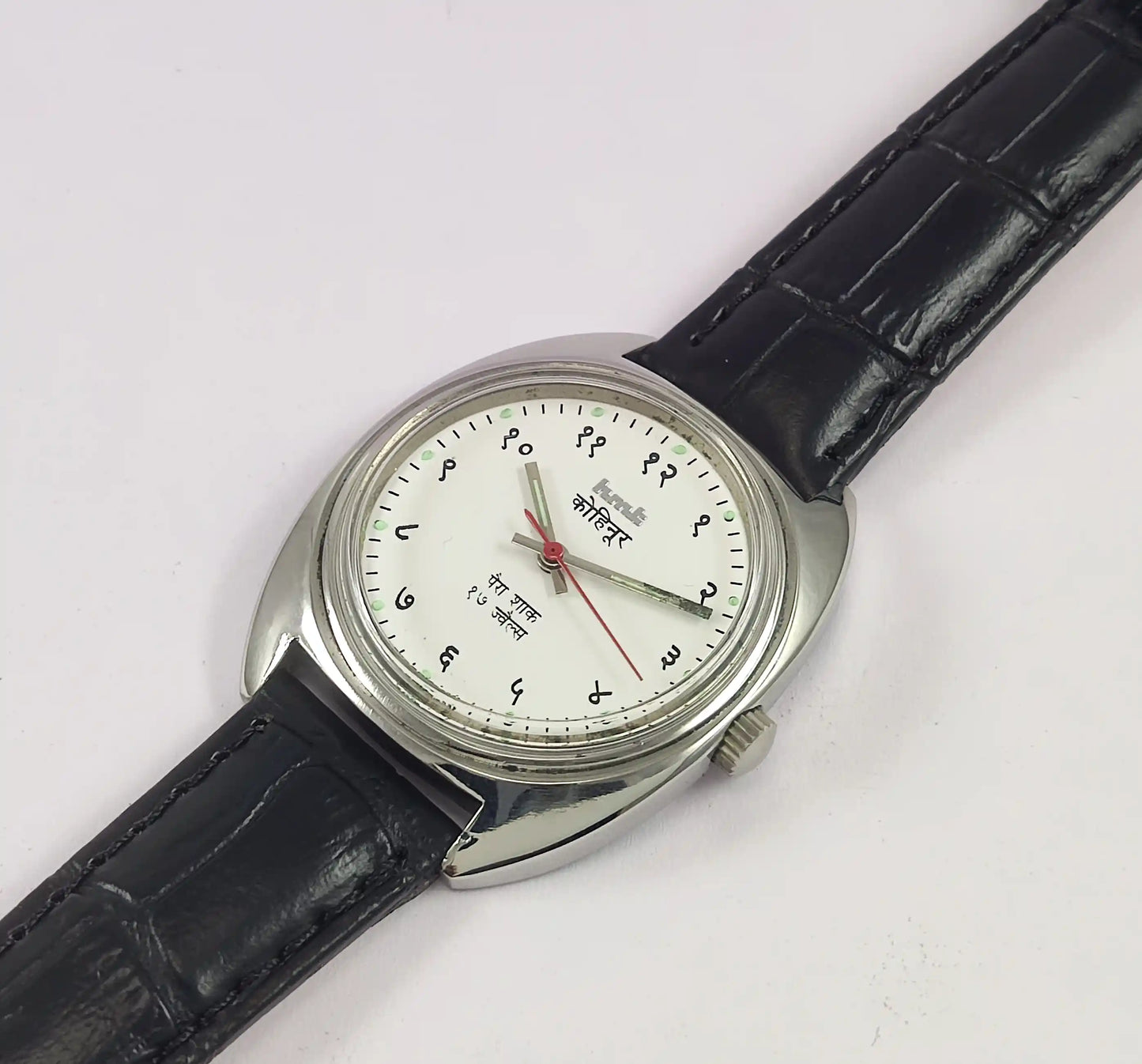 HMT Kohinoor Devanagari Font White Dial 17 Jewels Para Shock