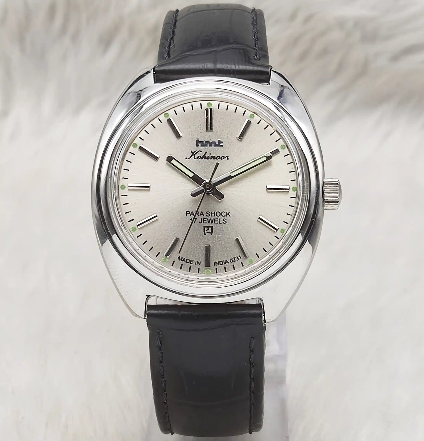 HMT Kohinoor Gray Dial 17 Jewels Para Shock Stick Indices Watch