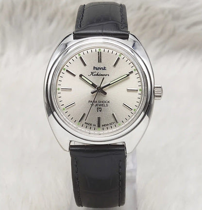 HMT Kohinoor Gray Dial 17 Jewels Para Shock Stick Indices Watch