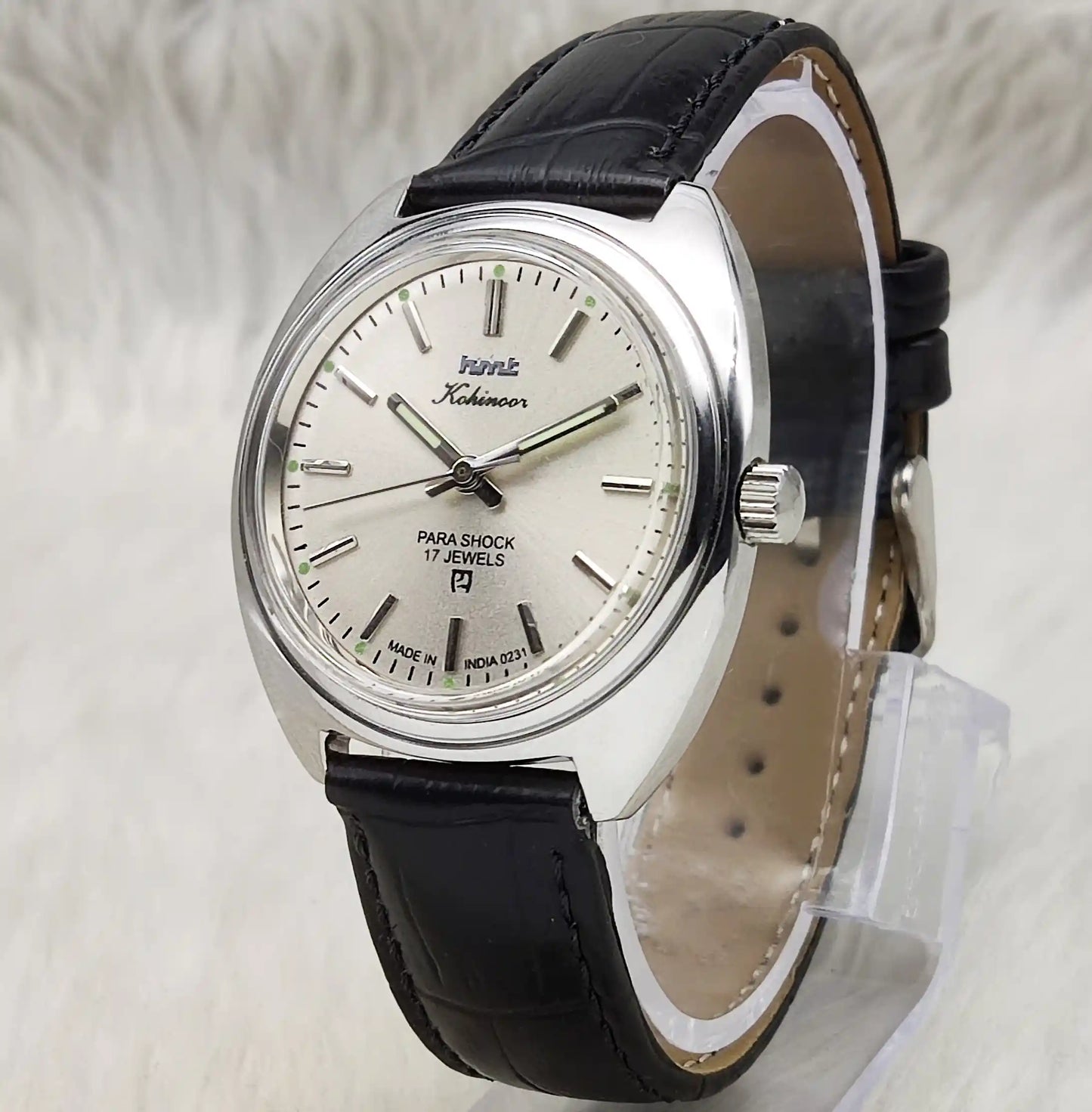 HMT Kohinoor Gray Dial 17 Jewels Para Shock Stick Indices Watch