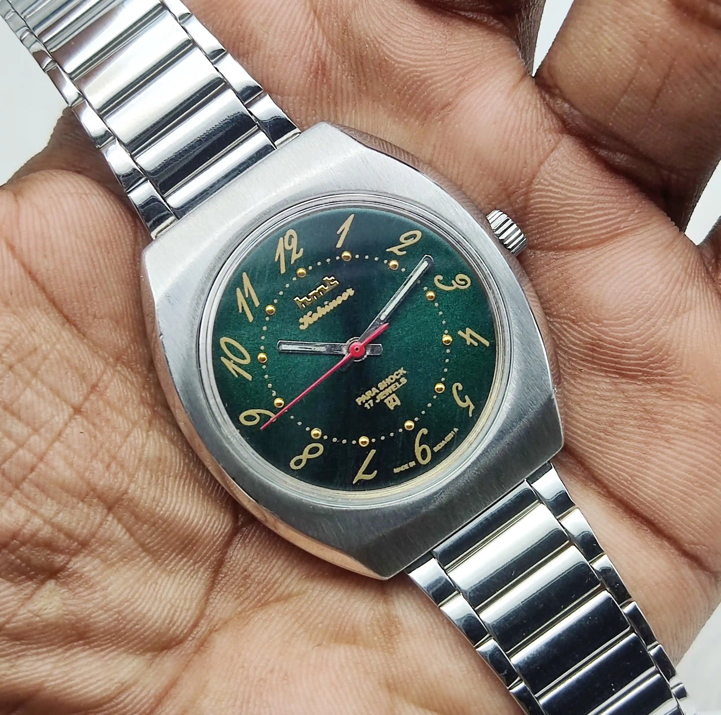 HMT Kohinoor Handwinding Watch with 17 Jewels and Greenish Dial