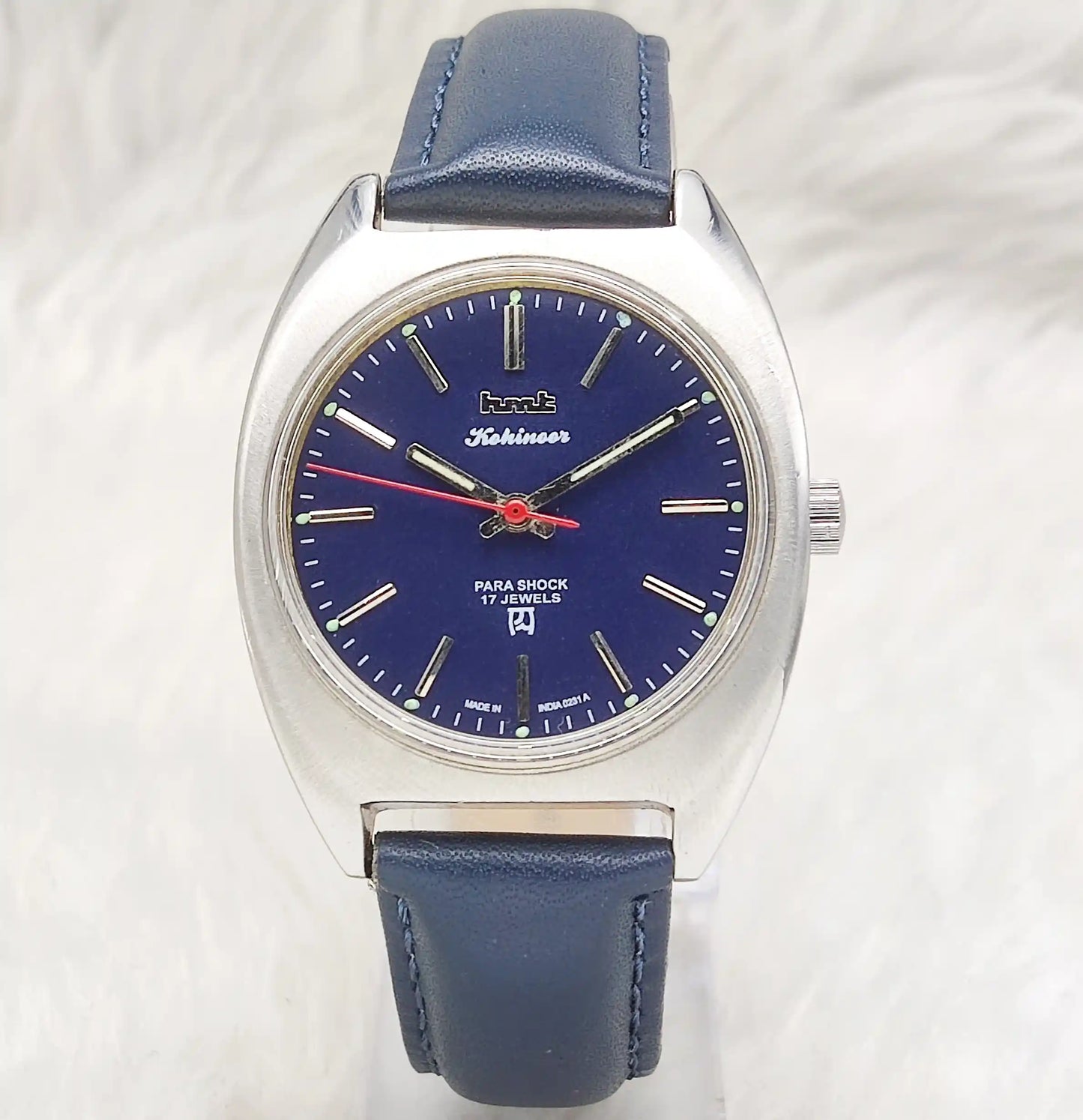 HMT Kohinoor Handwinding Watch 0231 with 17 Jewels and Dark Blue Dial Stick Indices