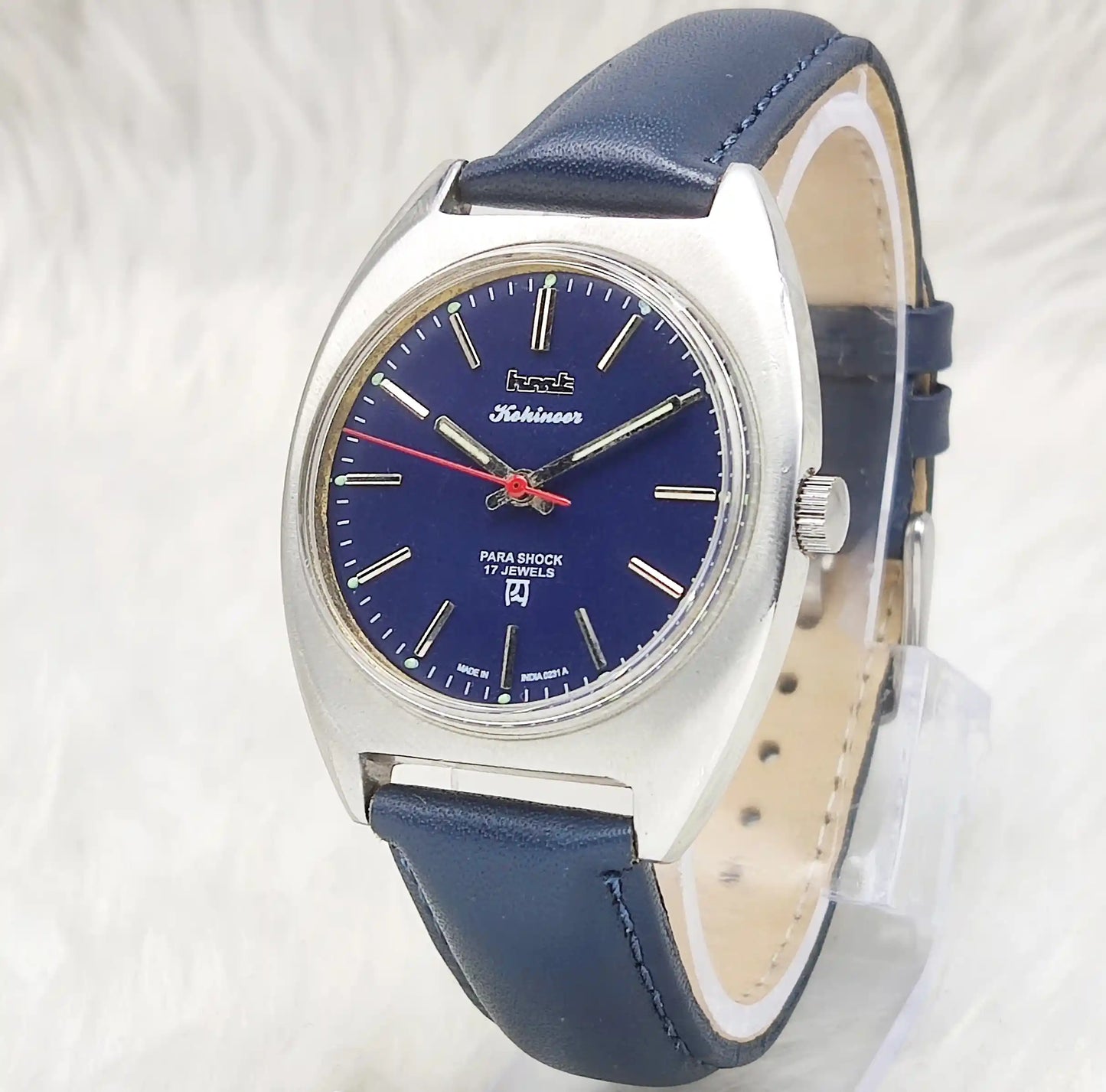 HMT Kohinoor Handwinding Watch 0231 with 17 Jewels and Dark Blue Dial Stick Indices