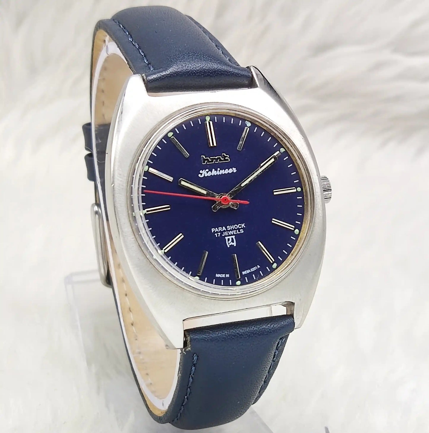 HMT Kohinoor Handwinding Watch 0231 with 17 Jewels and Dark Blue Dial Stick Indices