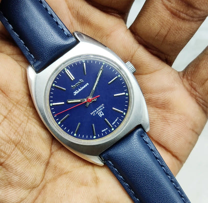 HMT Kohinoor Handwinding Watch 0231 with 17 Jewels and Dark Blue Dial Stick Indices