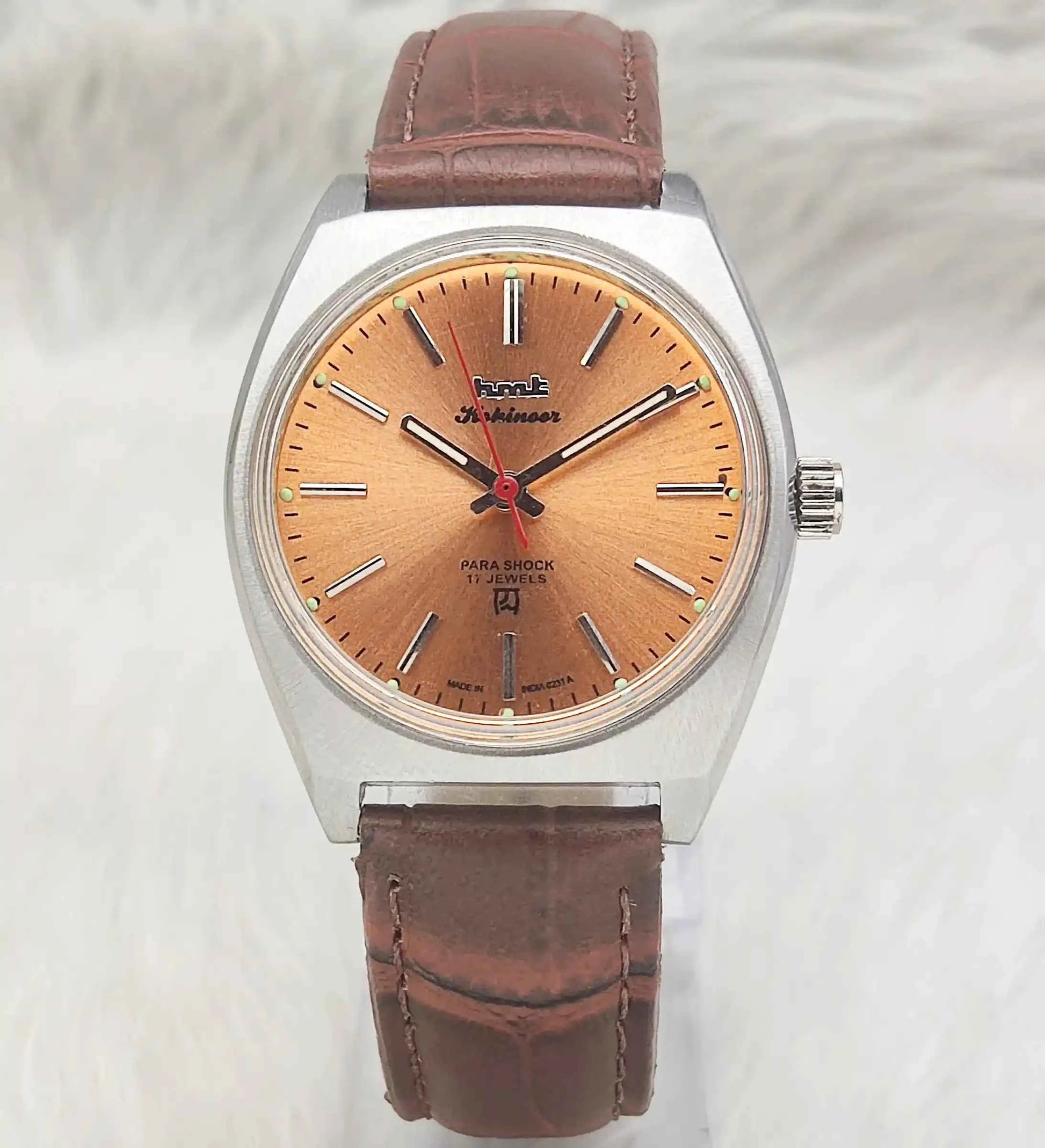 HMT Kohinoor Handwinding Yellow Dial 17 Jewels Men's Watch