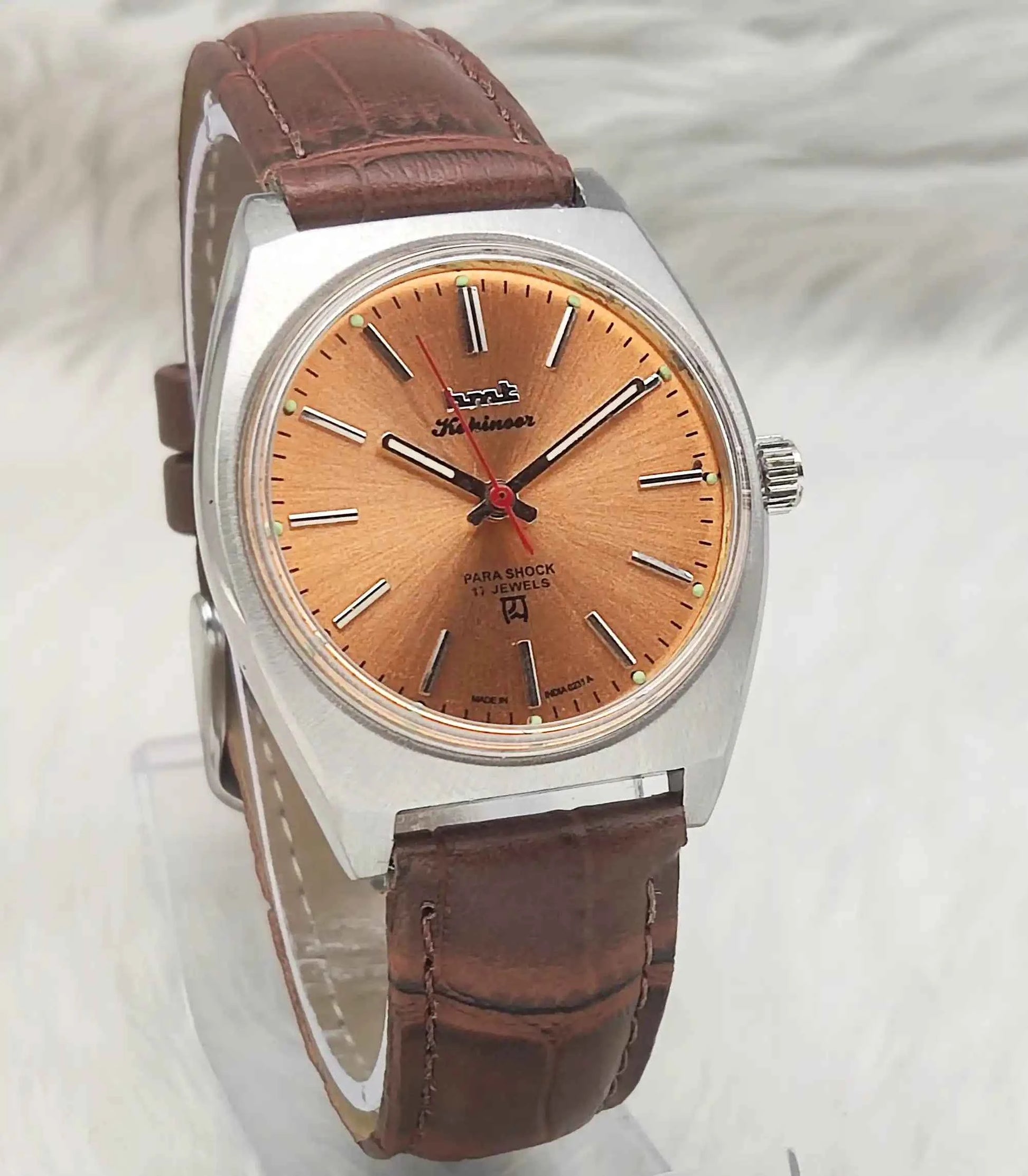 HMT Kohinoor Handwinding Yellow Dial 17 Jewels Men's Watch