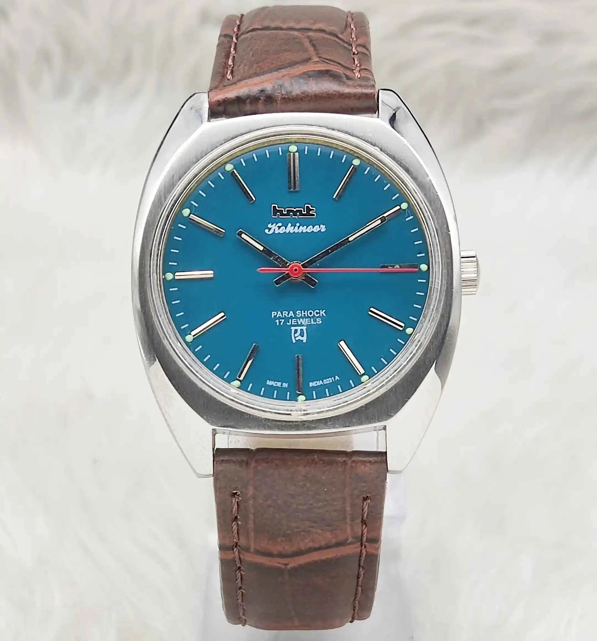 HMT Kohinoor Handwinding Orange Dial Watch Transparent Back